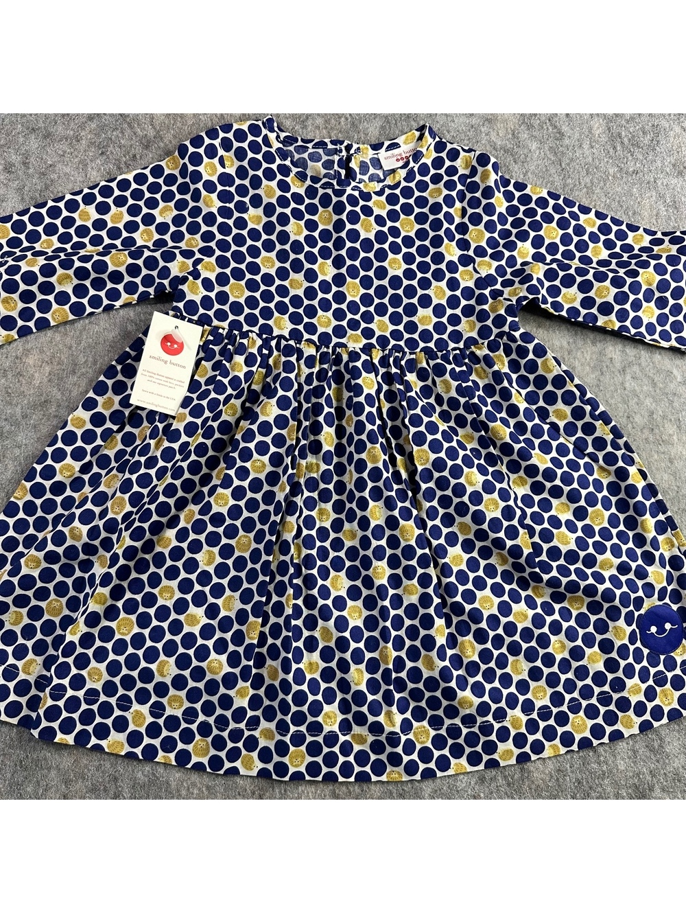 [NWT] Smiling Button Navy Hedgehogs 100% Cotton Dress Whimsical Cottagecore 4Y